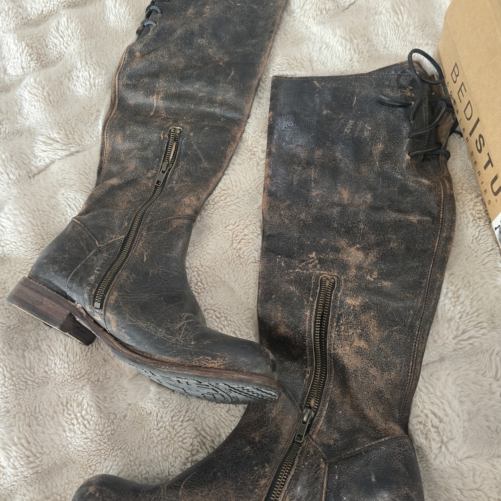 BED|STU Rustic Black Leather Boots